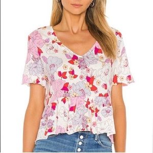 NWT! Sanctuary Floral Hibiscus Babydoll Tee Size XS
